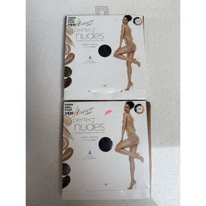 Hanes Perfect Nudes Pantyhose Tummy Control Comfort Black 2 Pack Size L